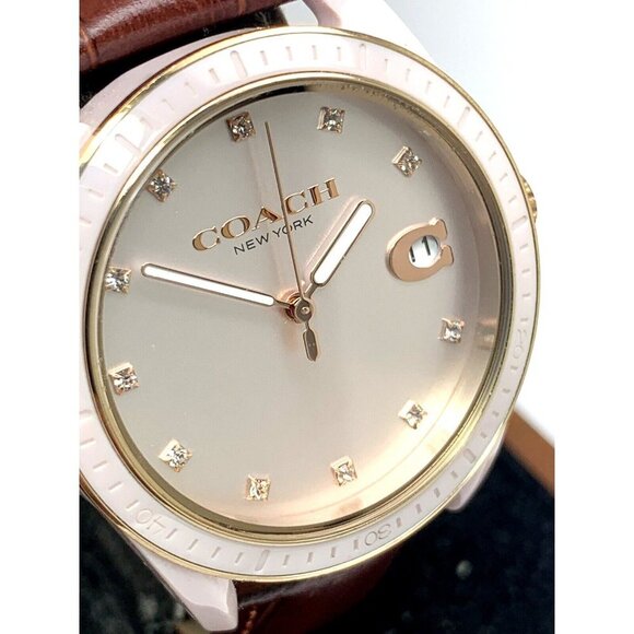Coach Women's Watch 14503264 Rose Pink Ceramic Case Quartz 36mm Leather … - Picture 12 of 13
